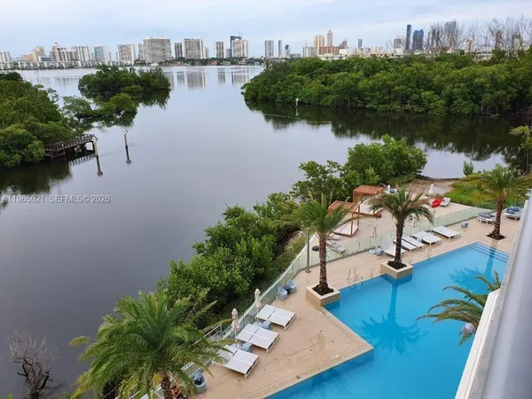 a view of a lake with outdoor space