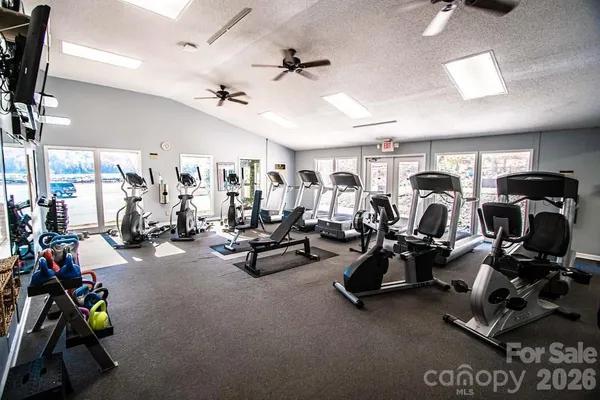 a view of a room with gym equipment