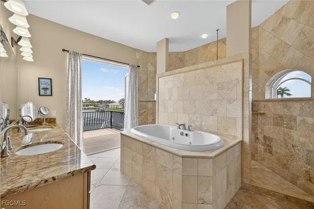 a bathroom with a sink and a tub