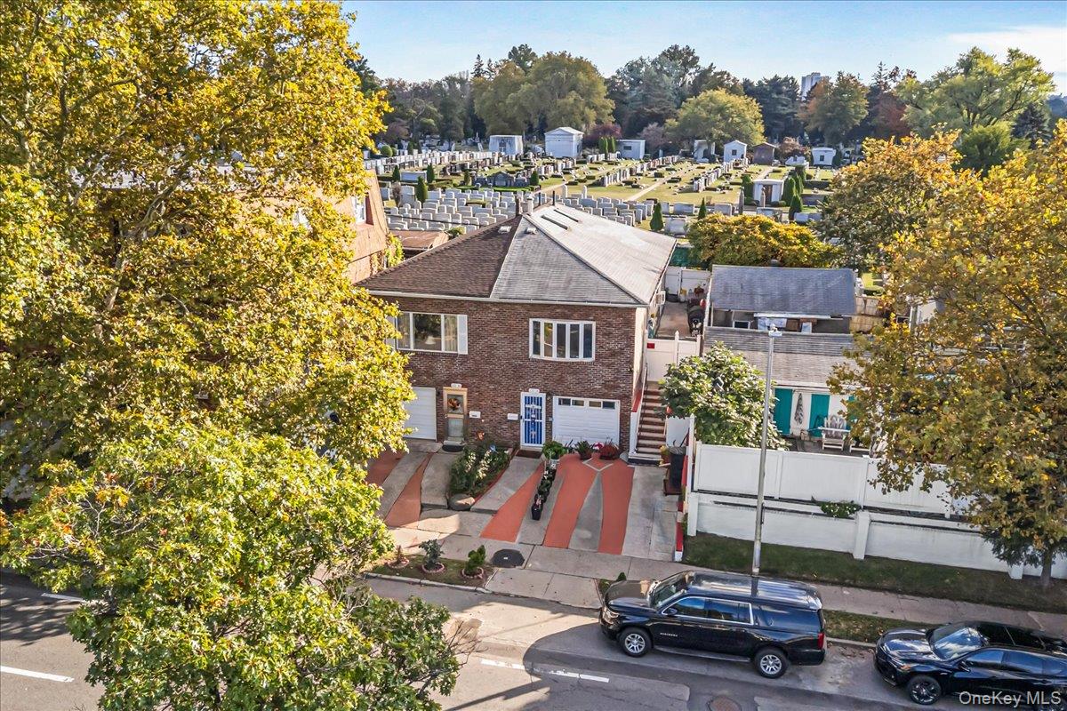 Drone / aerial view of a tree filled landscape