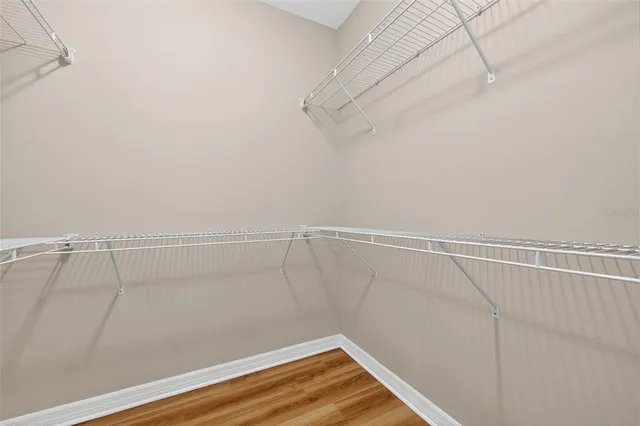 a view of a room with racks on the wall