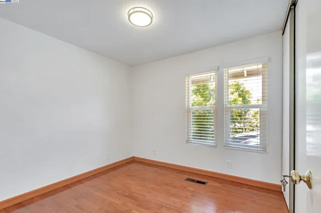 a view of a room with a window