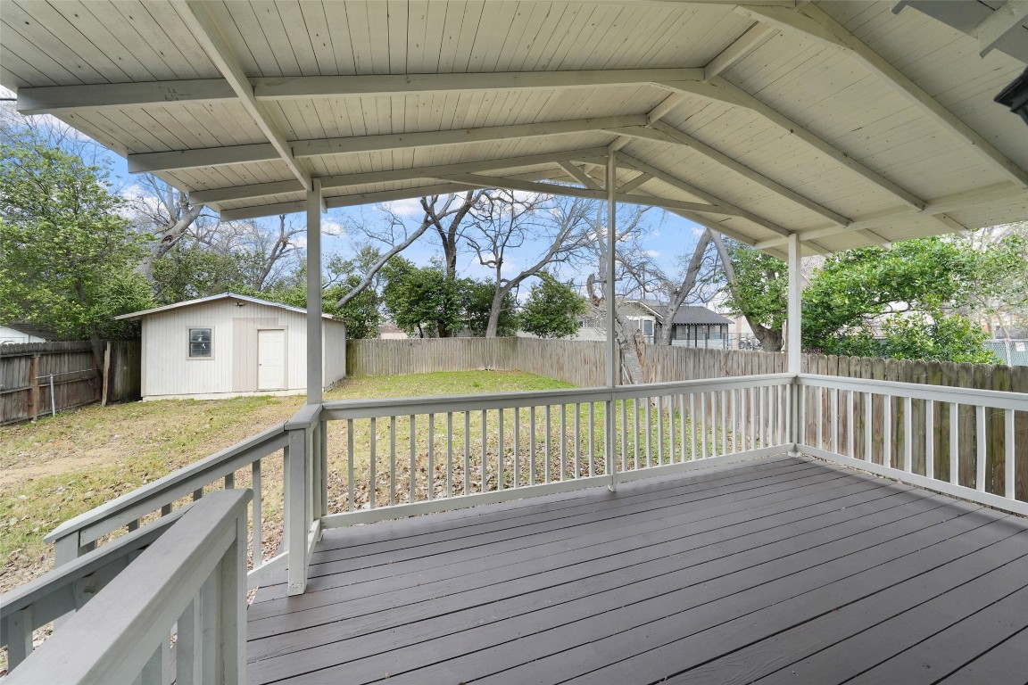 309 Pecore Street Houston, TX 77009 - Photo 31 of 45 a view of backyard with a deck and wooden floor