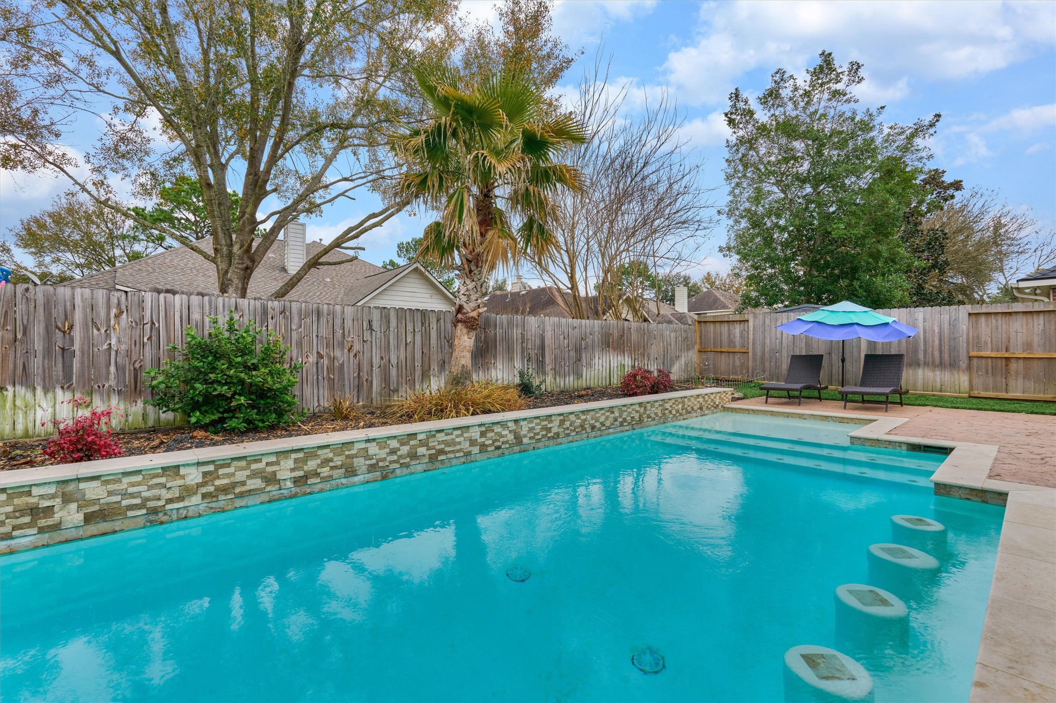 20938 Thistleberry Lane Spring, TX 77379 - Photo 37 of 45 Sparkling pool with in-pool seating and sun shelf.