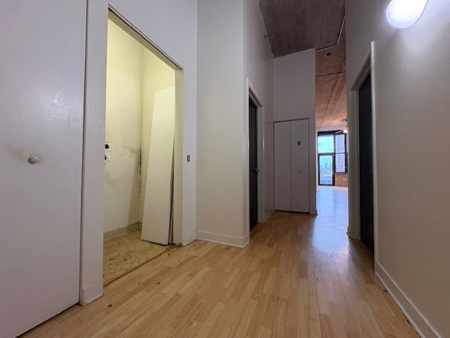 320 East 21st Street, Unit 405 Chicago, IL 60616 - Photo 4 of 15 a view of a hallway with wooden floor and closet area