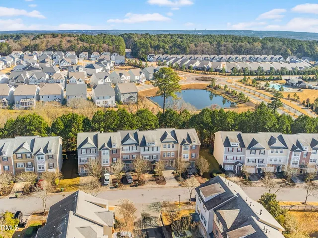 a view of a city with lawn chairs