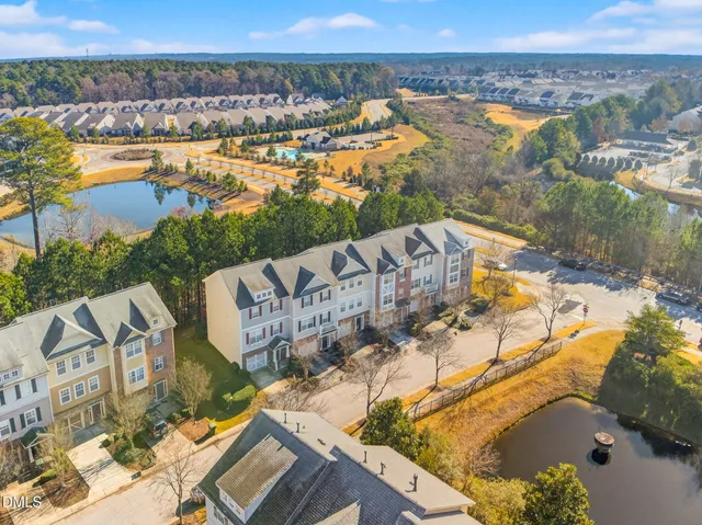 an aerial view of a highlighted house