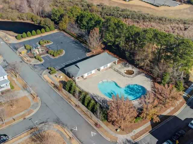 a view of a swimming pool with an ocean view