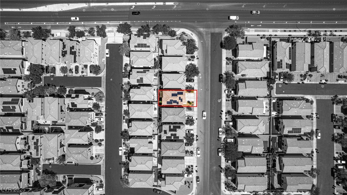 10519 Mann Street Las Vegas, NV 89141 - Photo 41 of 48 Aerial perspective of suburban area featuring property boundaries highlighted
