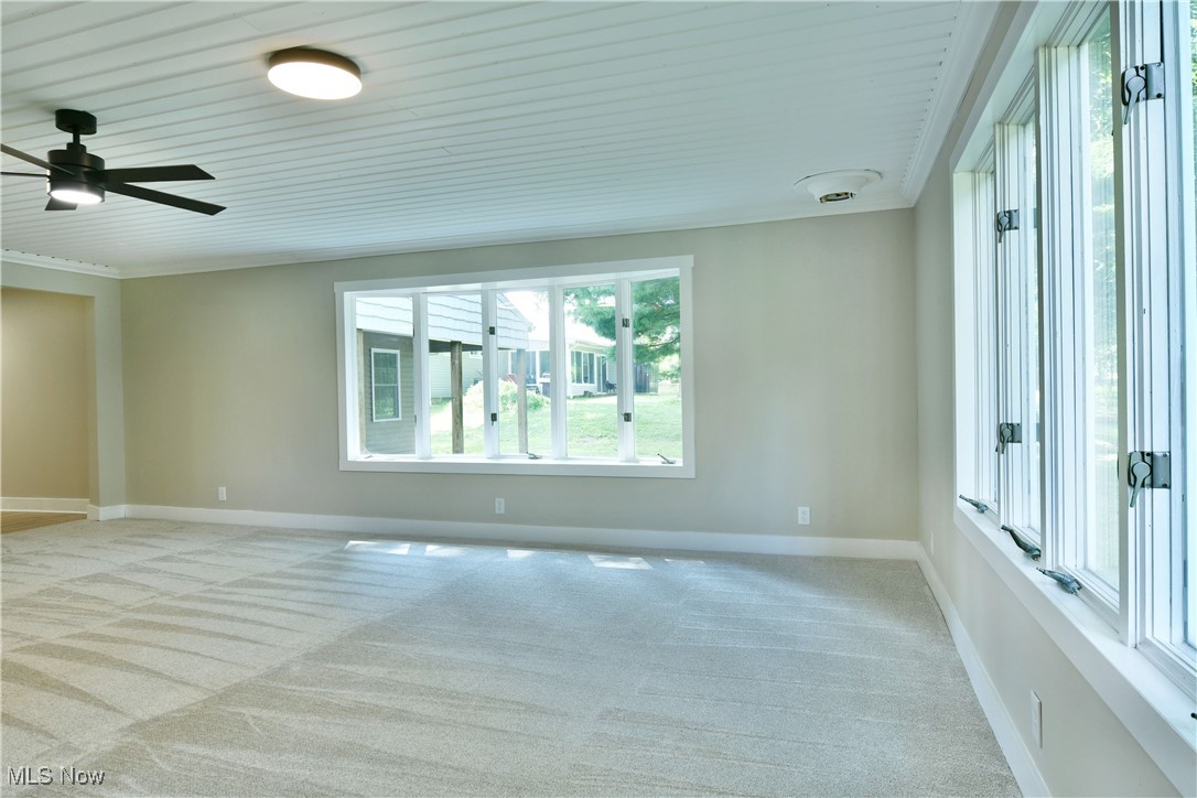 7655 Connelly Road Masury, OH 44438 - Photo 33 of 46 Spare room with light carpet and a ceiling fan