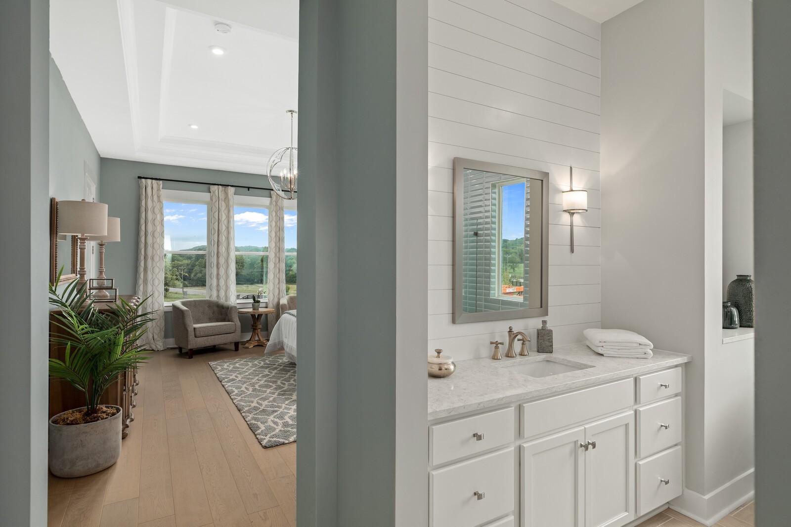 4821 Kedron Road Spring Hill, TN 37174 - Photo 29 of 71 a en suite bathroom with a granite countertop double vanity sink a mirror and a shower