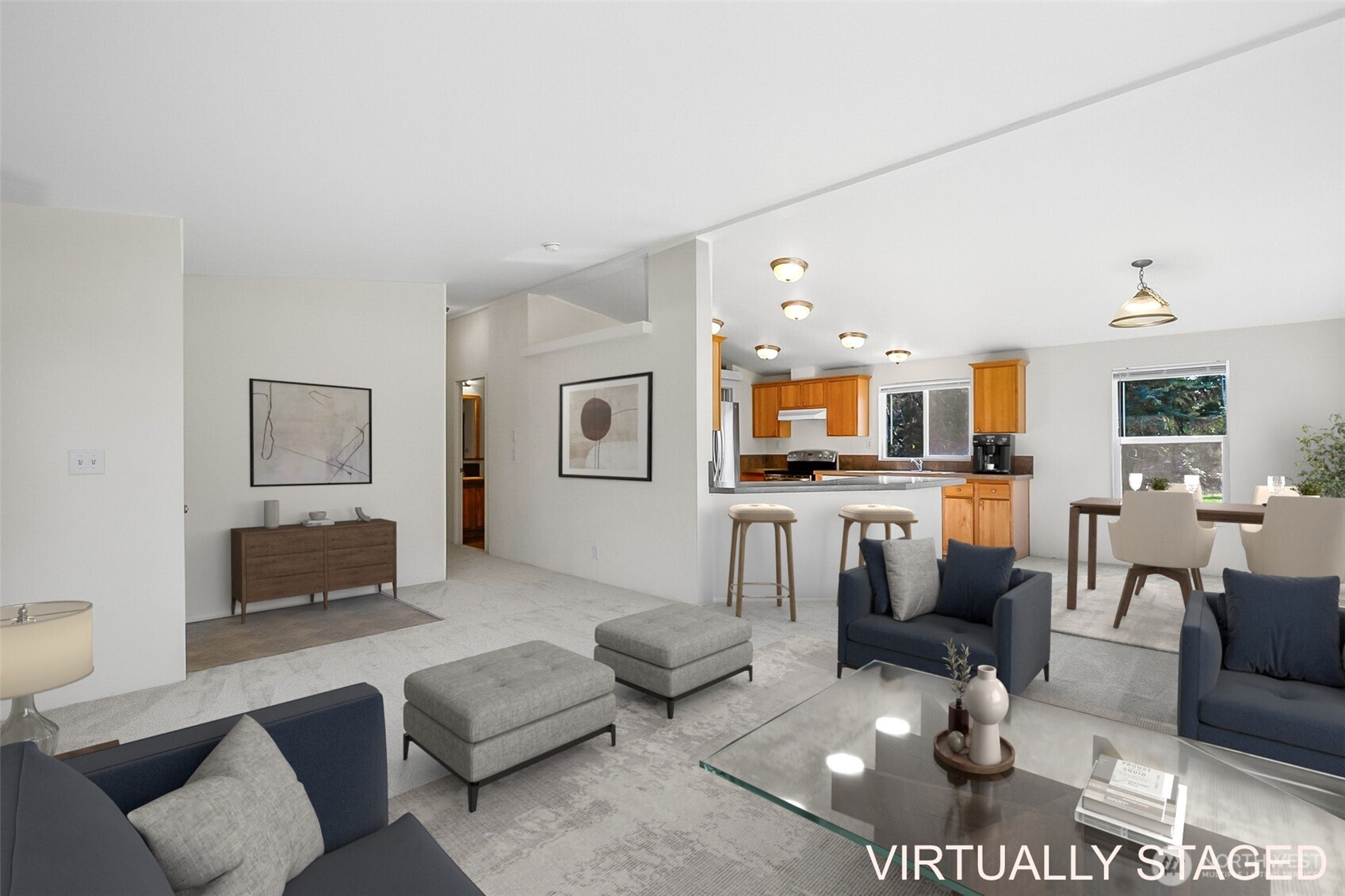 14630 High Bridge Road Monroe, WA 98272 - Photo 31 of 40 a living room with furniture and a view of kitchen