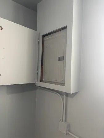 a view of a car garage with equipment