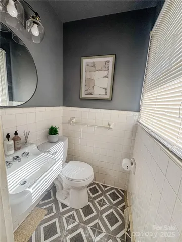 a bathroom with a toilet a sink and mirror