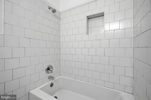 a bathroom with a bathtub
