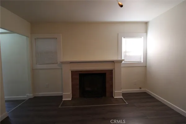 a living room with a fireplace