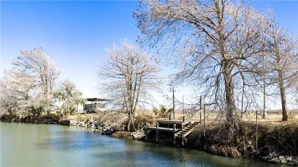 a view of a lake with houses