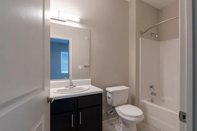 a bathroom with a bathtub