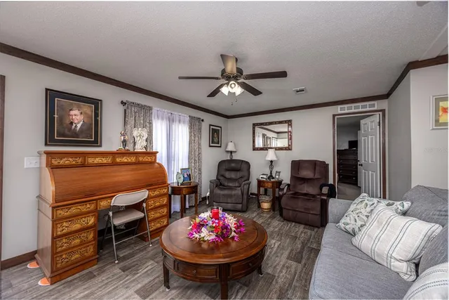 a view of a yard with a tree