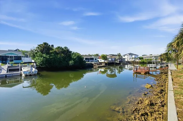 a view of a lake with houses