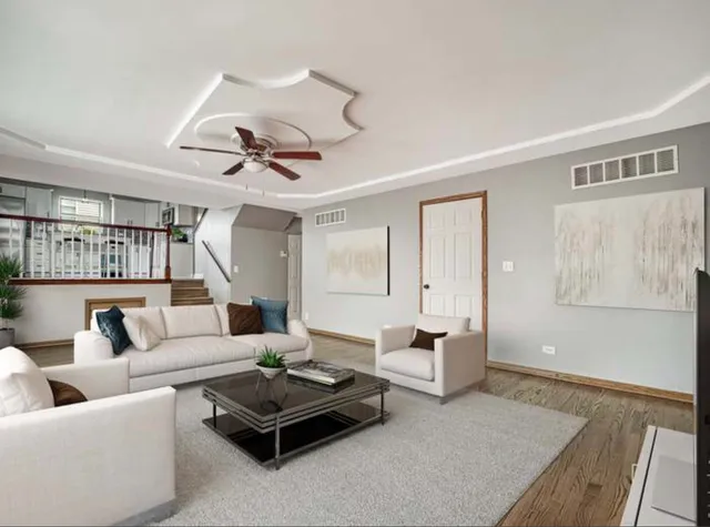 a living room with furniture