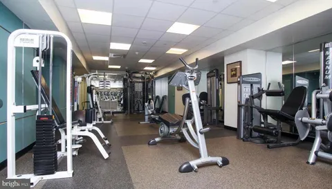 a view of a room with gym equipment