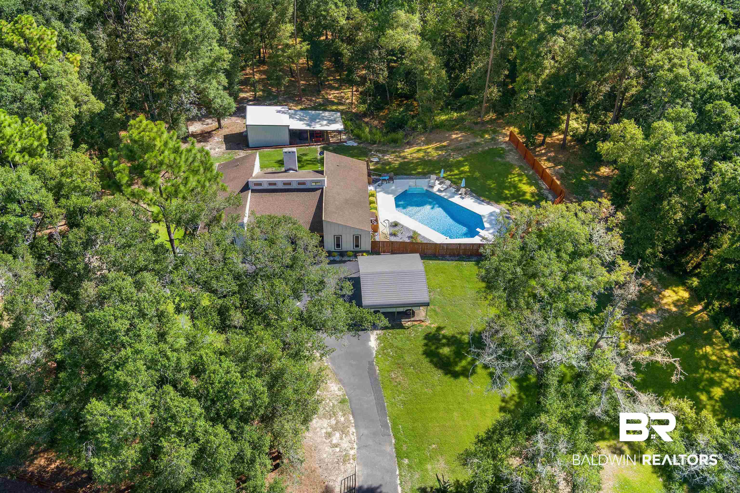 7912 Yorkhaven Road Mobile, AL 36695 - Photo 39 of 41 Aerial view of property and surrounding area with a pool