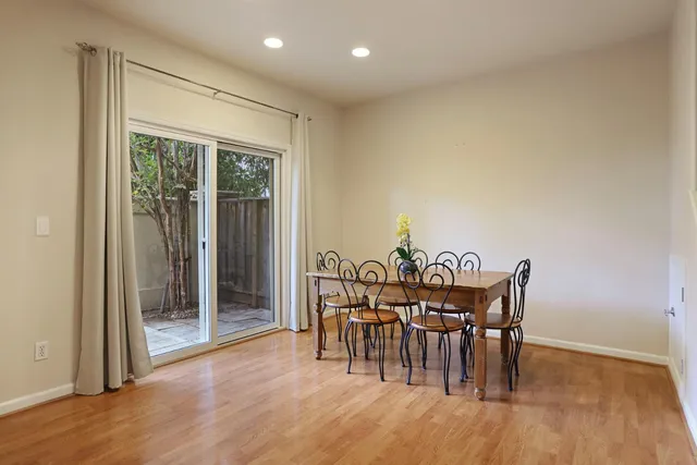a view of kitchen with wooden floor