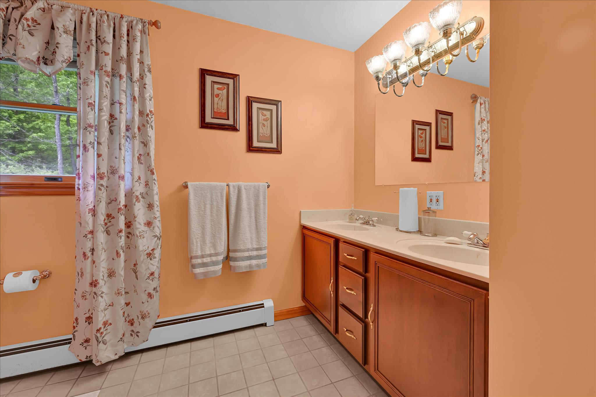5220 Oley Turnpike Road Reading, PA 19606 - Photo 55 of 85 a bathroom with a sink a mirror and a shower