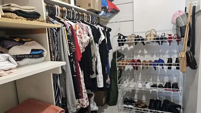 a close view of walk in closet