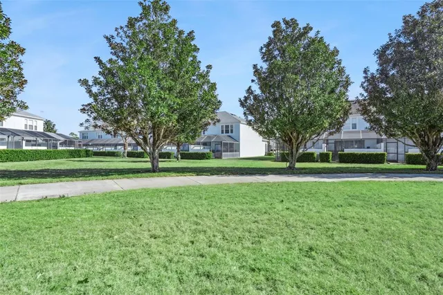 a view of a park with slide