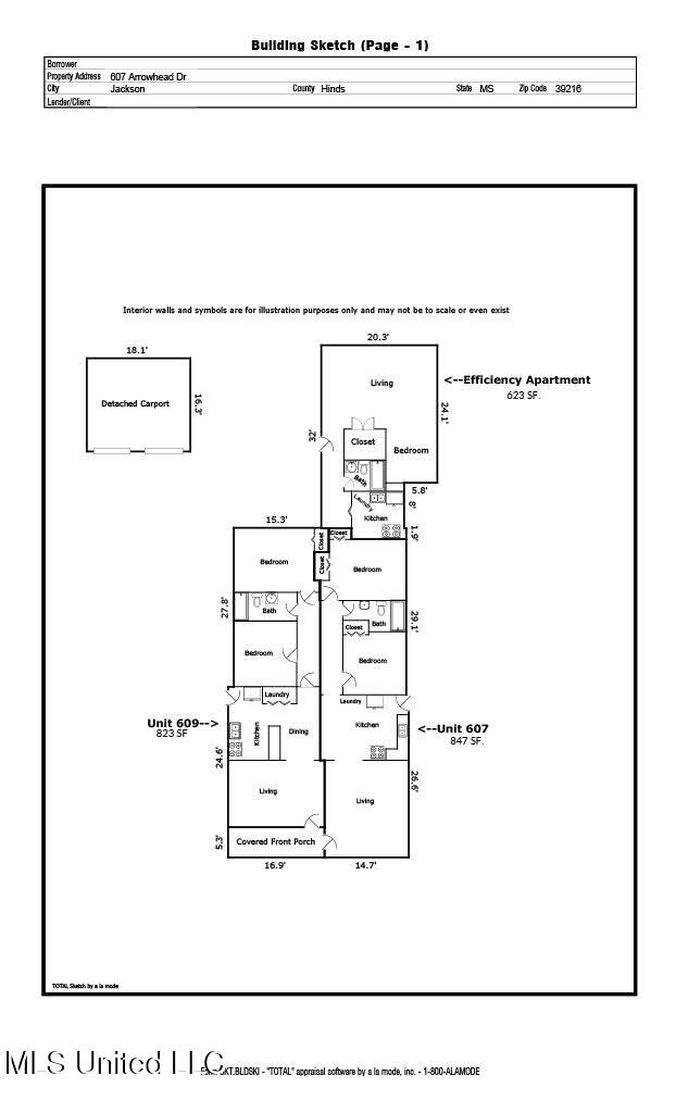 607 Arrowhead Drive, Unit ABC Jackson, MS 39216 - Photo 4 of 4 arrowheadsketchfloorplan