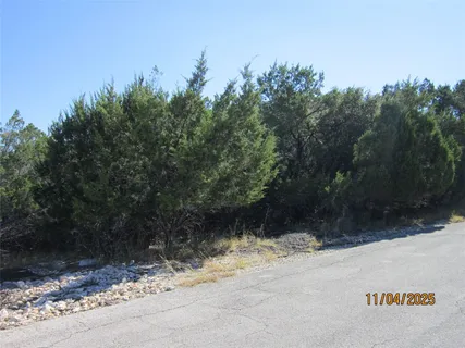 a view of a road with trees in the background