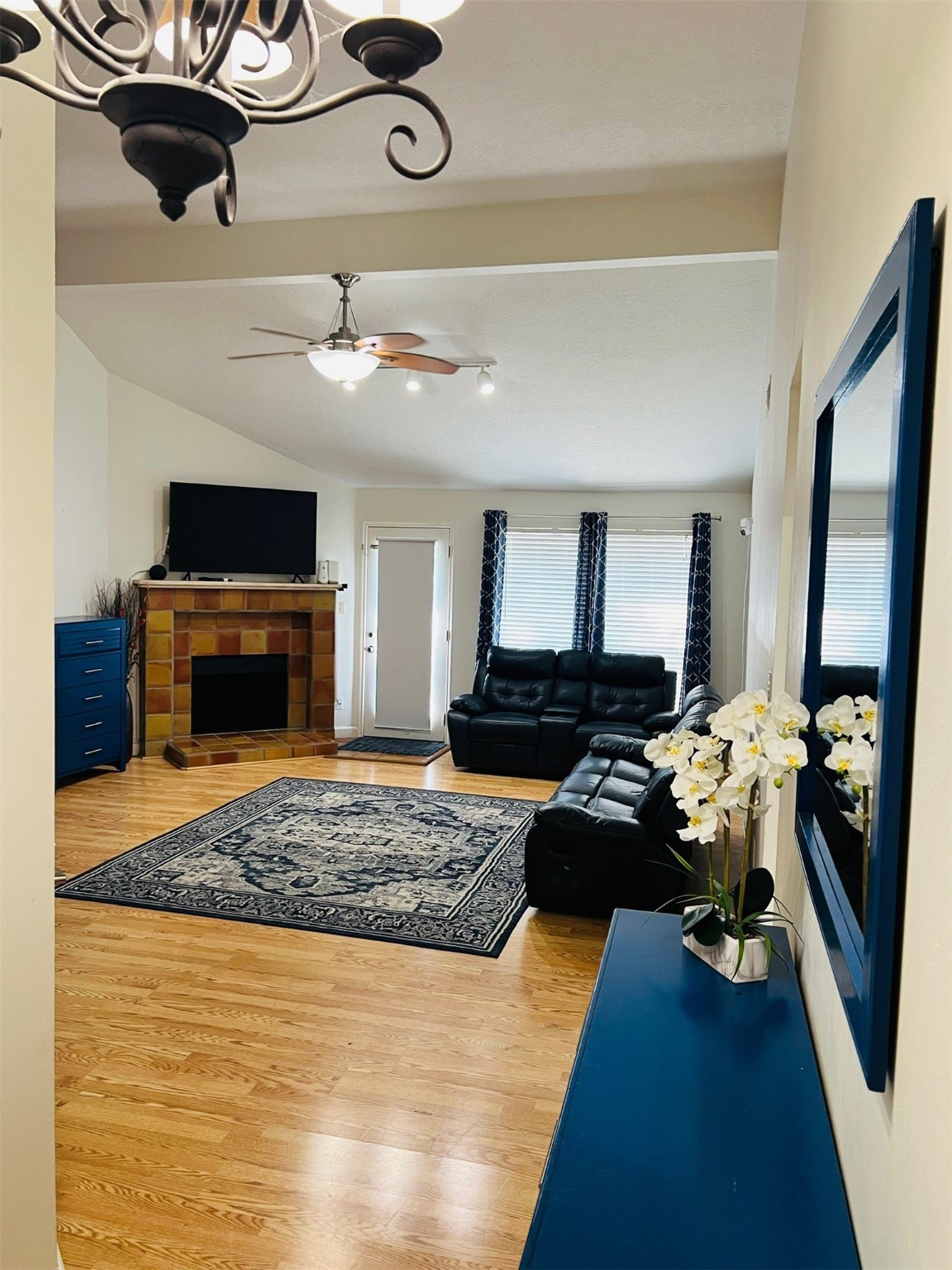 5211 Rivertree Lane Spring, TX 77379 - Photo 8 of 20 a living room with furniture and a fireplace