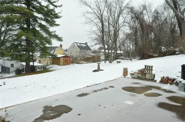 a view of a snow on the side of the road