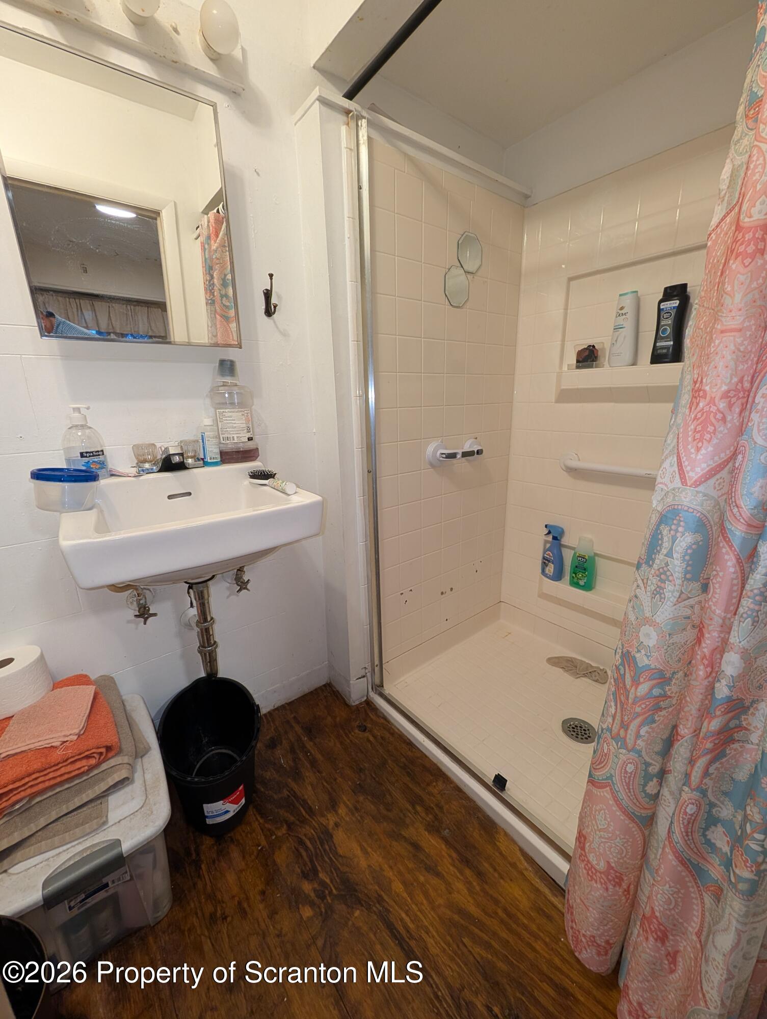 123 South Bromley Avenue Scranton, PA 18504 - Photo 6 of 15 a bathroom with a sink a mirror and a shower