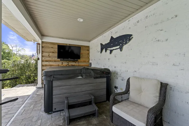 a view of a terrace with furniture