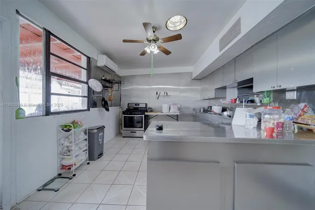 a garden view with a seating space