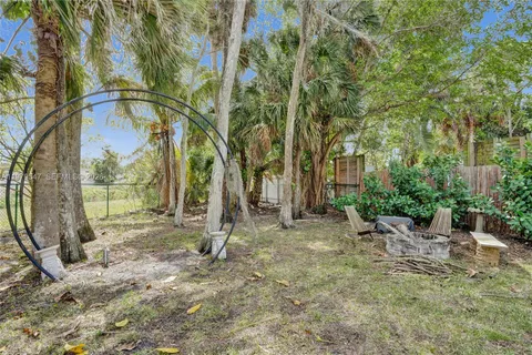 a view of a yard with a tree
