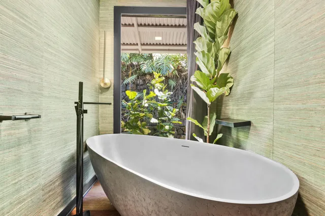 a bathroom with a bathtub