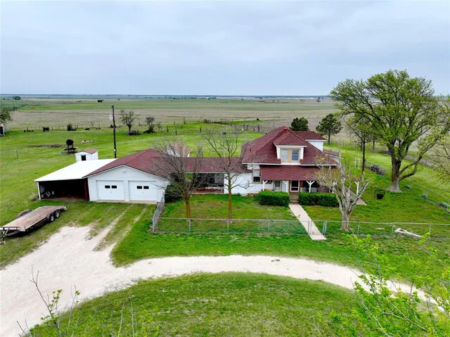 an aerial view of a house