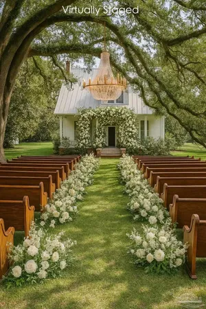 a backyard of a house with lots of green space