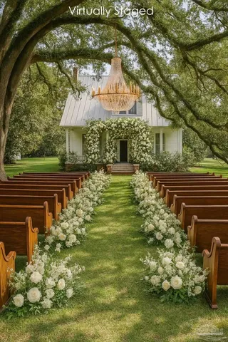 a backyard of a house with lots of green space