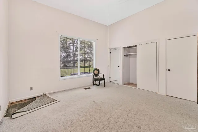 a view of a lake from a yard