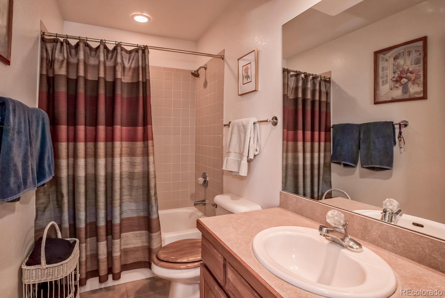29323 Gray Hawk Drive Evergreen, CO 80439 - Photo 19 of 31 a bathroom with a sink toilet and shower