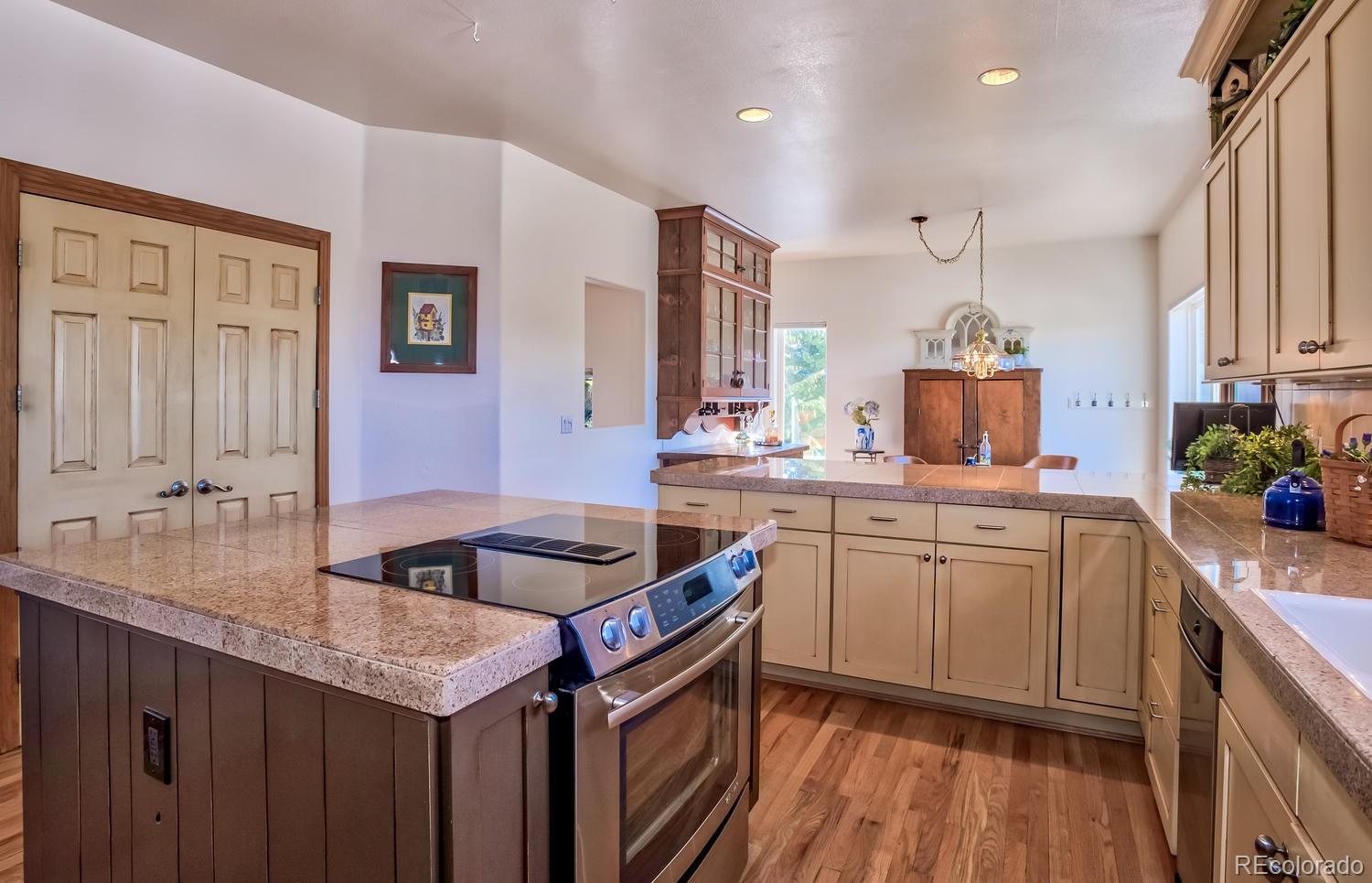 29323 Gray Hawk Drive Evergreen, CO 80439 - Photo 7 of 31 a kitchen that has a sink and a stove in it