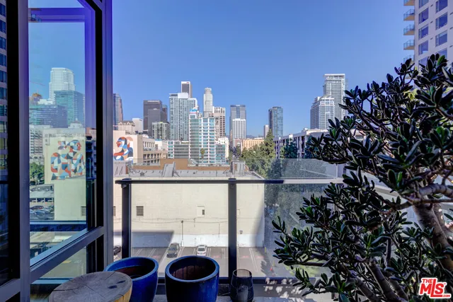 a view of a city from a balcony