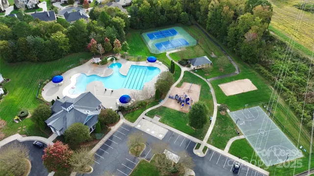 an aerial view of a house