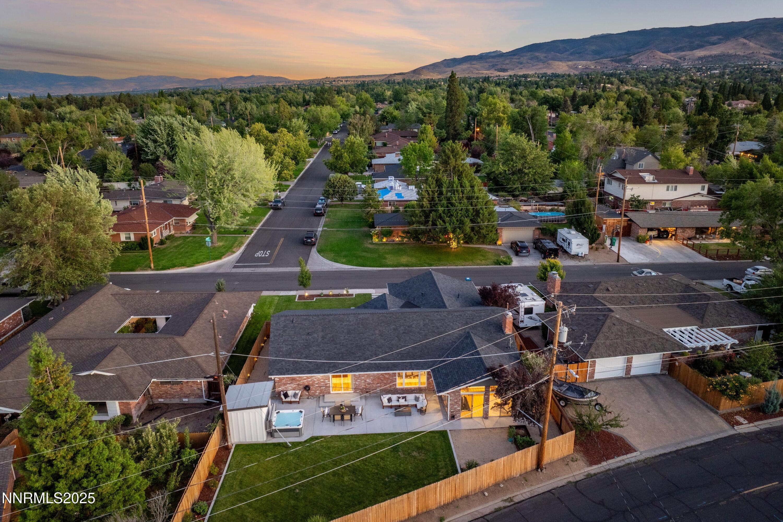 1401 Monroe Street Reno, NV 89509 - Photo 40 of 43 an aerial view of a house with garden space and street view