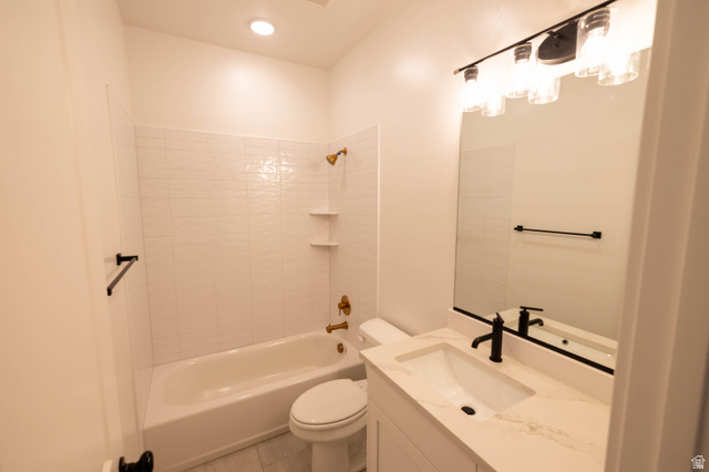 293 North Pheasant Drive Mapleton, UT 84664 - Photo 14 of 20 Full bathroom featuring vanity, shower combination, and recessed lighting